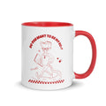 Taza blanca y roja de 325 ml con diseño personalizado, bonito, moderno, artístico, simbólico y urbano. Con significado profundo inspirado en la psicología.