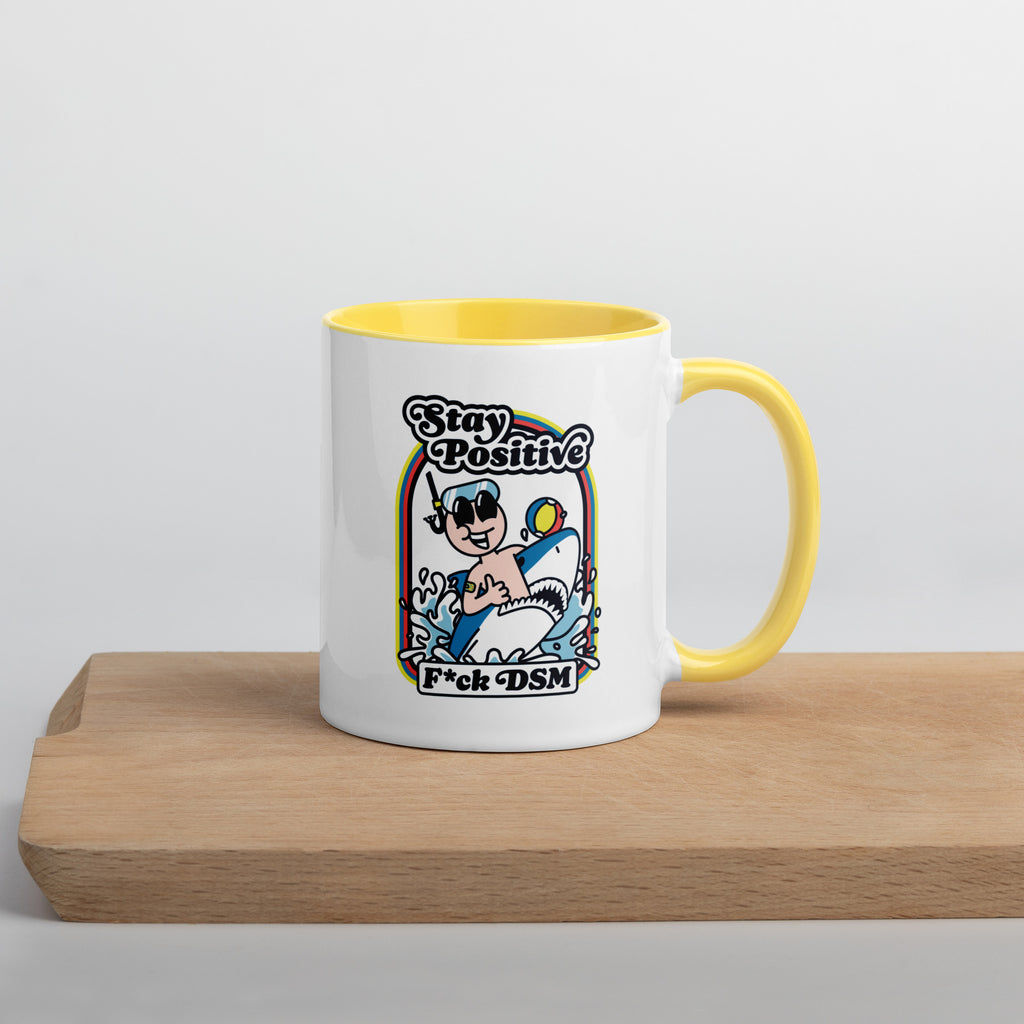 Taza blanca y amarilla de 325 ml con diseño personalizado, bonito, moderno, artístico, simbólico y urbano. Con significado profundo inspirado en la psicología.