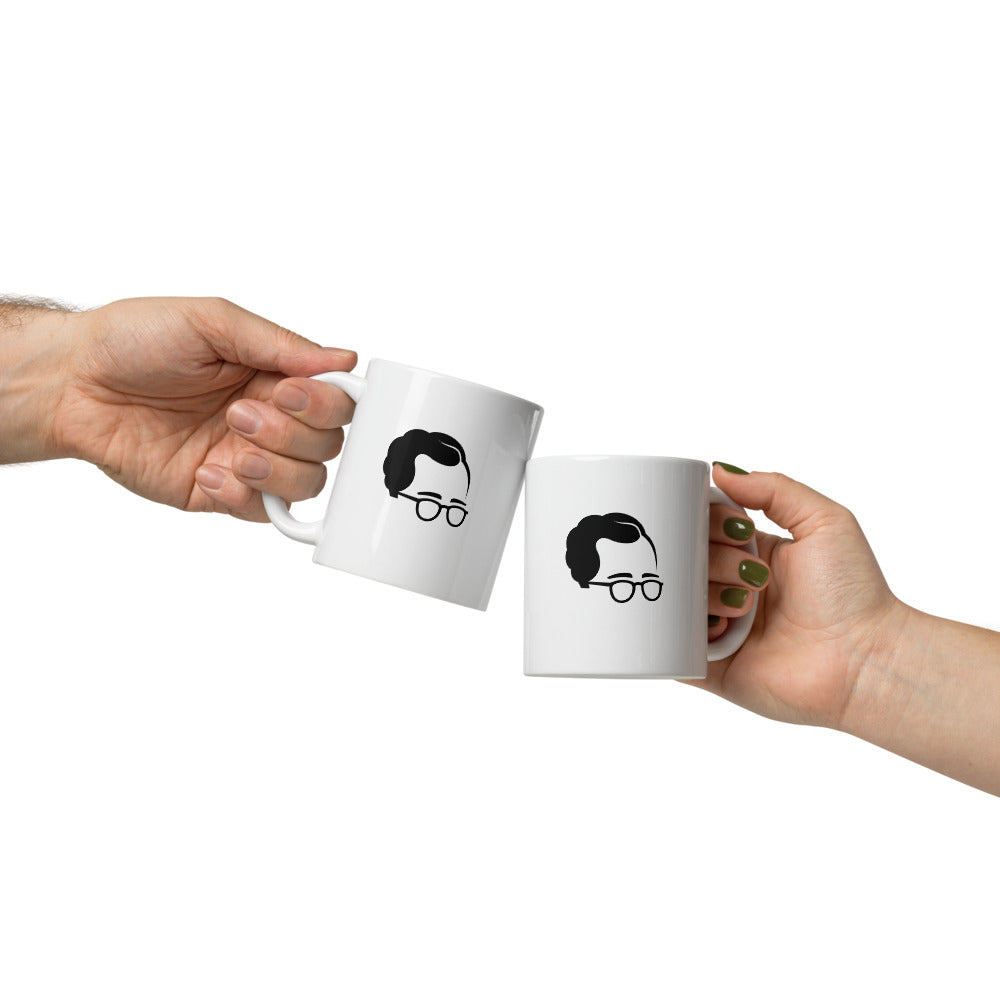 Taza blanca brillante de 325 ml con diseño personalizado, bonito, moderno, artístico, simbólico y urbano. Con significado profundo inspirado en la psicología.
