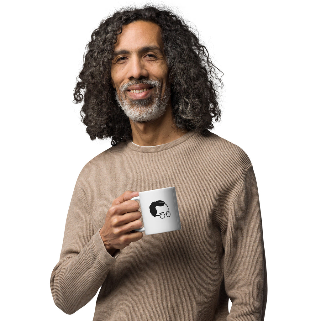 Taza blanca brillante de 325 ml con diseño personalizado, bonito, moderno, artístico, simbólico y urbano. Con significado profundo inspirado en la psicología.