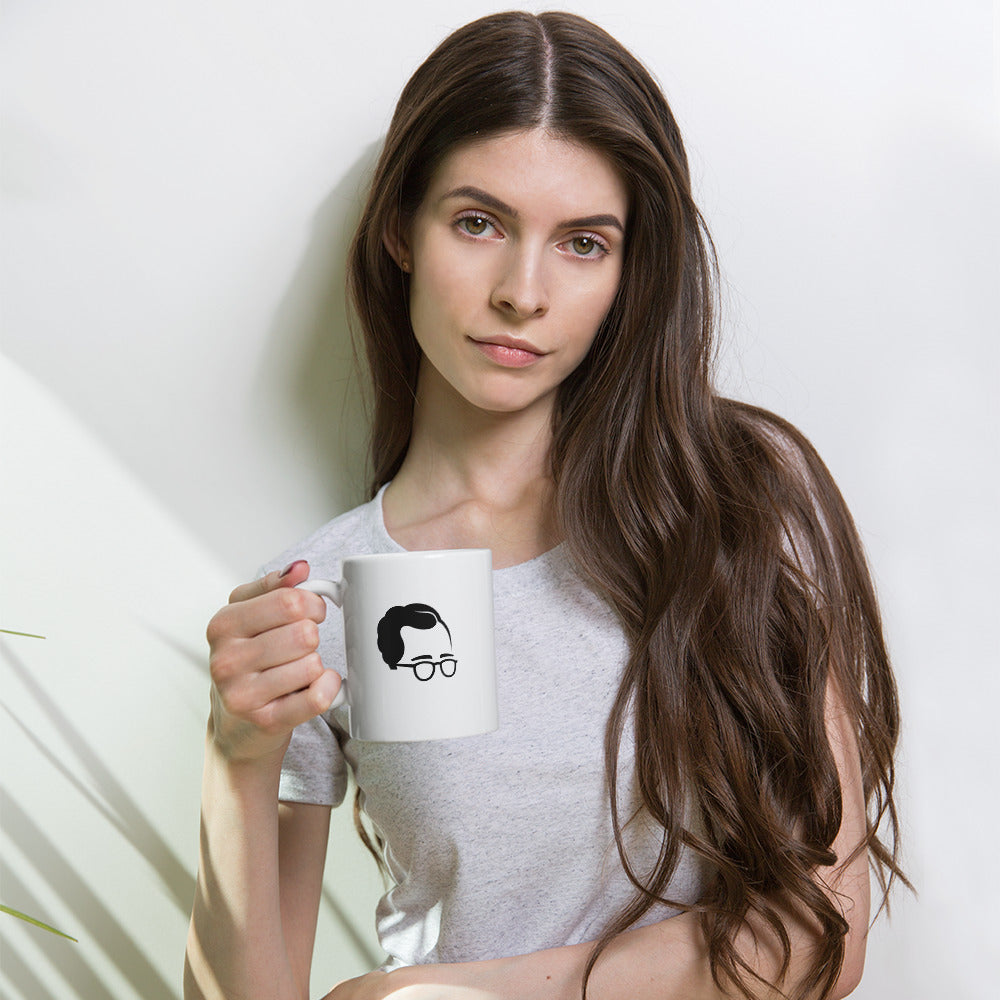 Taza blanca brillante de 325 ml con diseño personalizado, bonito, moderno, artístico, simbólico y urbano. Con significado profundo inspirado en la psicología.